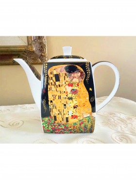 Porcelain Gustav Klimp Art Painting The Kiss Tea Pot With Gift Box
